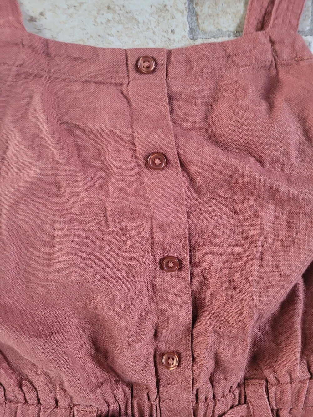 Old Navy Rust Button-Front Girls Romper - Picture 2 of 5